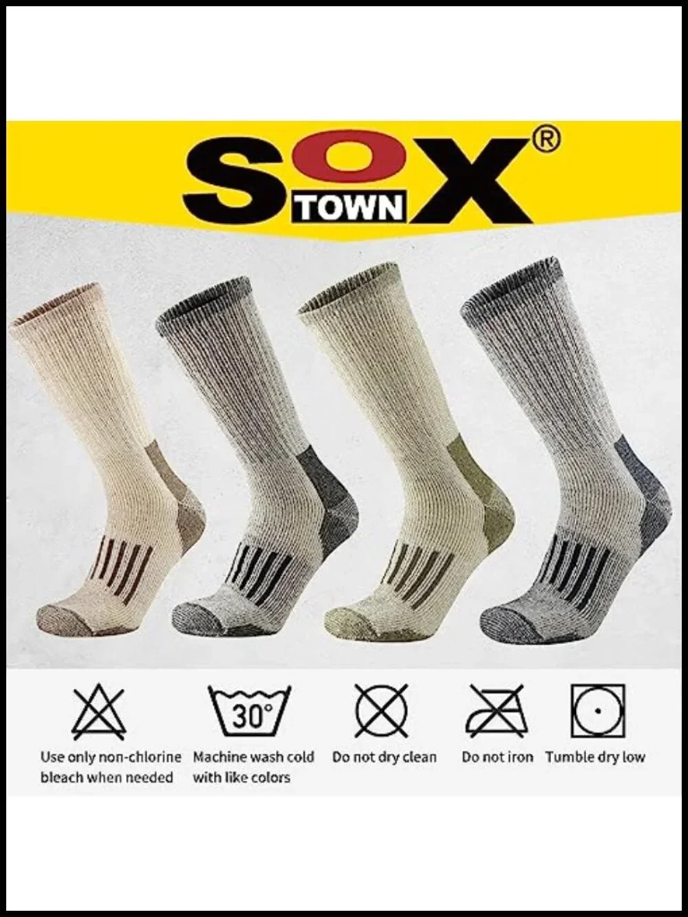 Merino Wool Hiking Socks for Men, Heavy Cushion Crew, Moisture Wicking, Odor